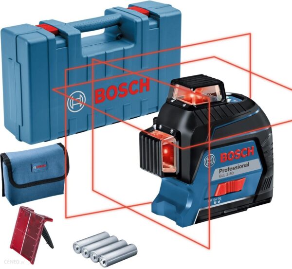 Bosch GLL 3-80 Professional zestaw: walizka + 4 baterie + akcesoria 0601063S00