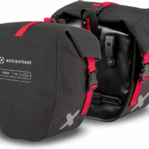 Extrawheel Sakwy Rider Czarny Czerwony 30 L