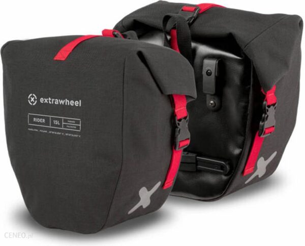 Extrawheel Sakwy Rider Czarny Czerwony 30 L