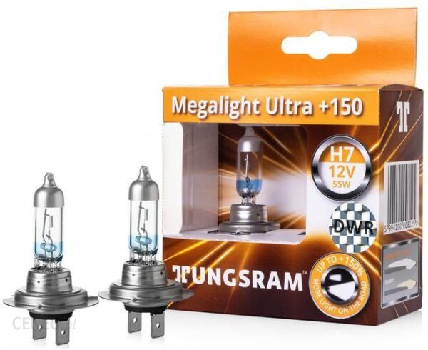 Żarówki halogenowe Tungsram Megalight Ultra +150% H7 12V 55W